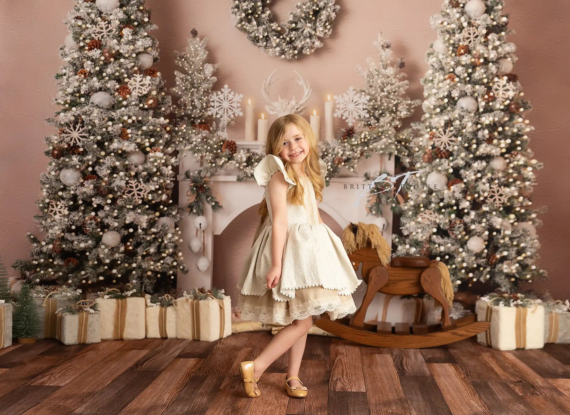 Christmas Theme Winter Boho Bliss Backdrop Kids Baby Cake Smash Photography Props Child Girls Adult Studio Backgrounds