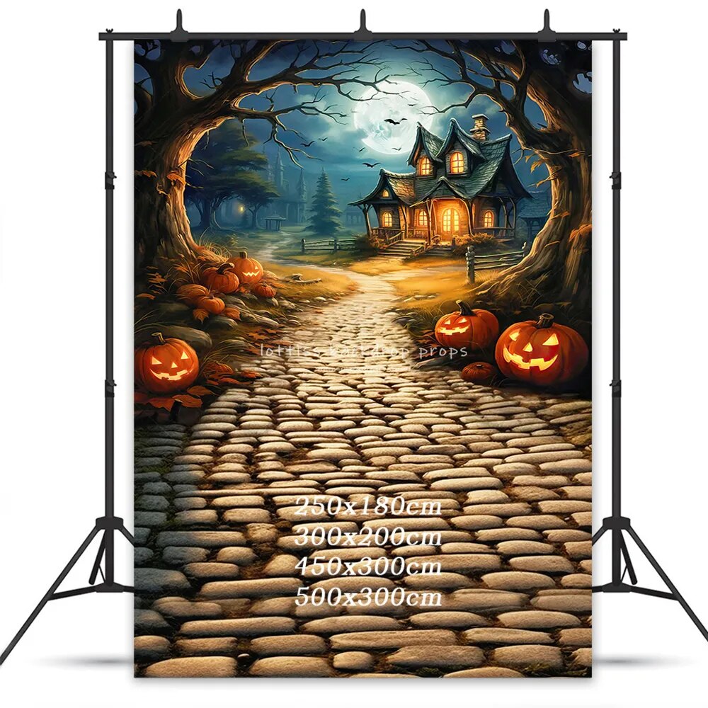 Halloween Pumpkin Lantern Backdrops Kids Child Photgraphy Kids Photocall Festival Wizard Ghost House Front Background