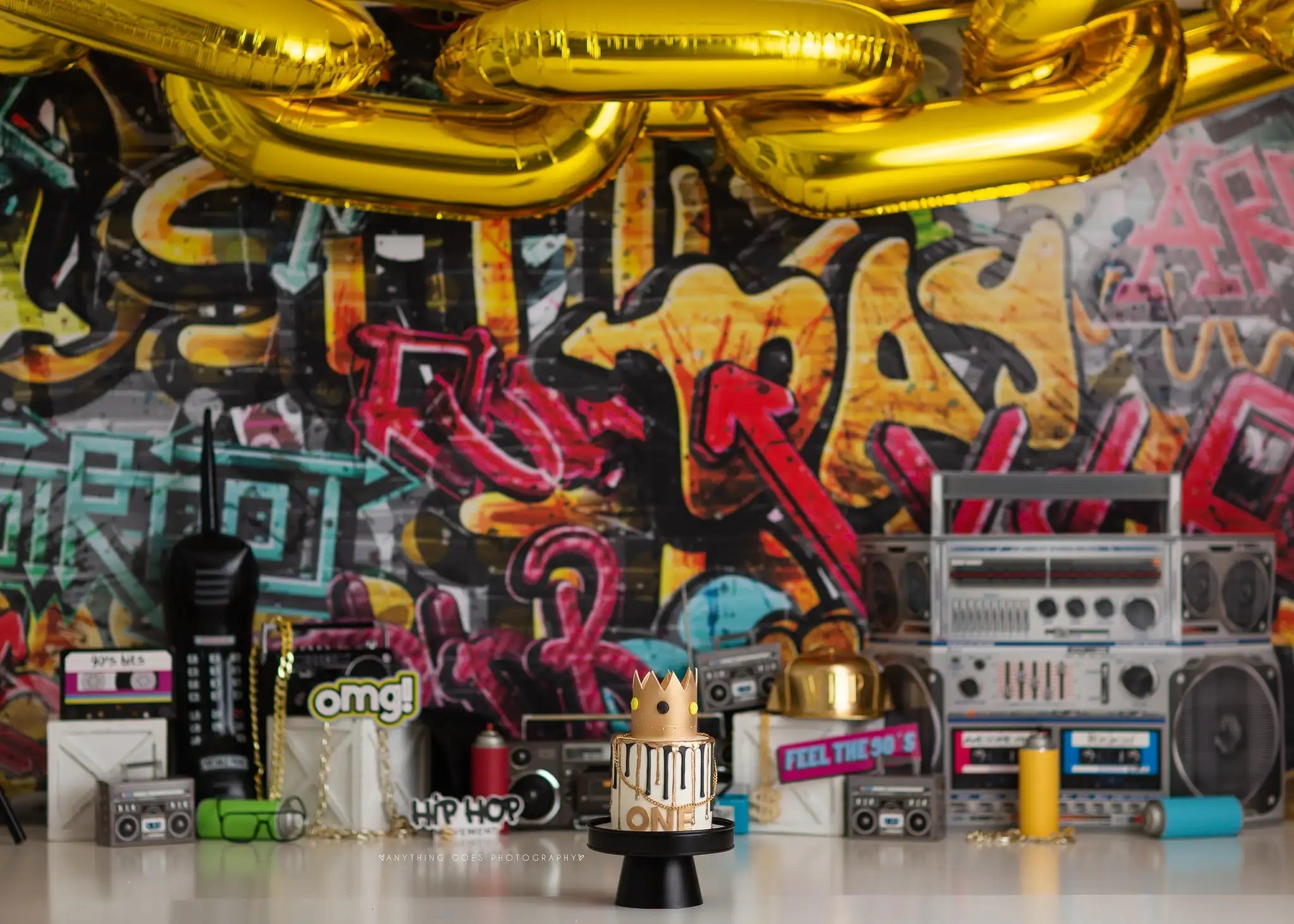 Hip Hop Graffiti Backdrops Kids Baby Photography Child Adult Photocall Decors Cake Smash Painted Wall Backgrounds