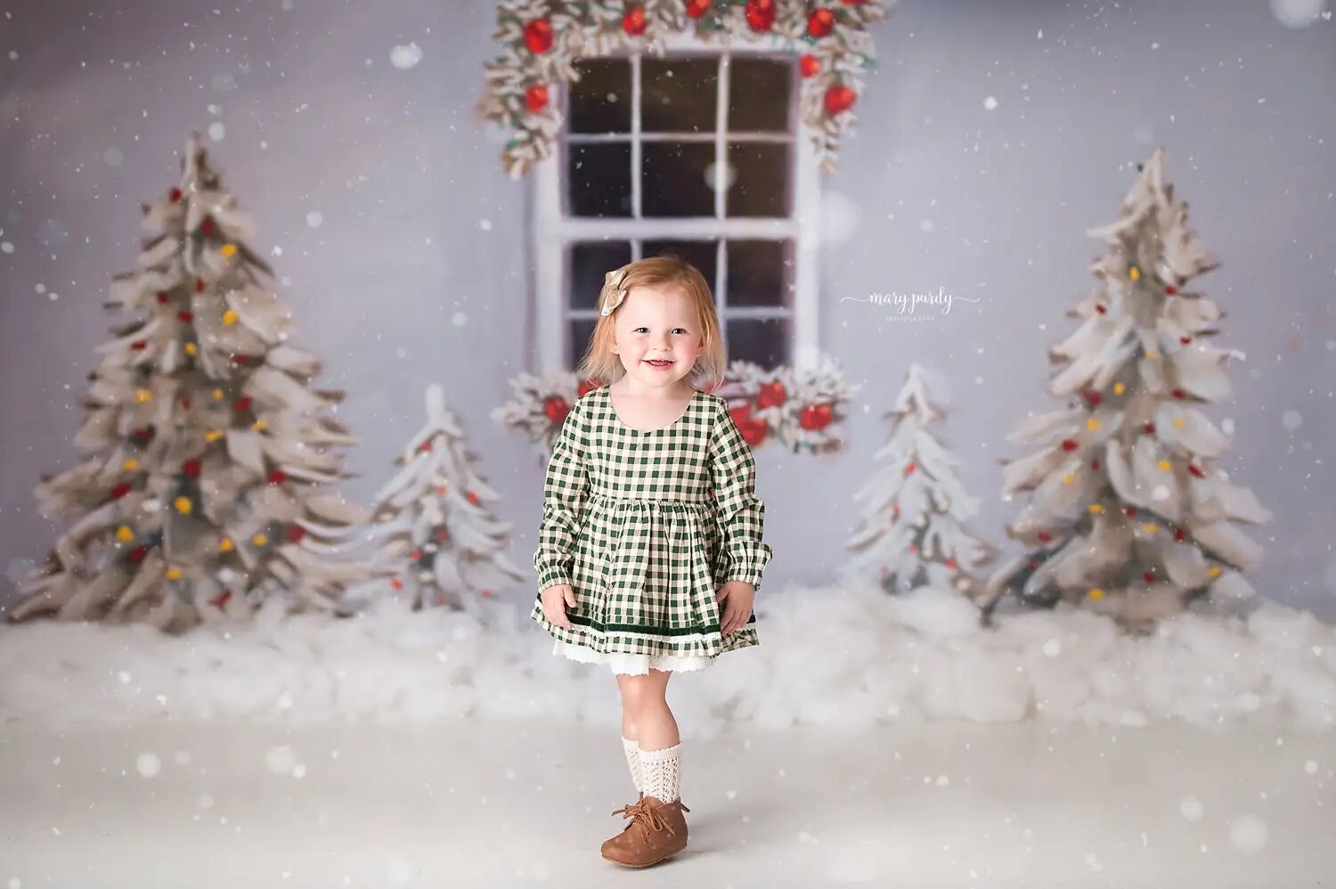 Arrière-plan de fenêtres enneigées, arbres de noël, photographie de Portrait de famille adulte, arrière-plan de flocon de neige d'hiver, accessoires de séance photo pour bébés et enfants 