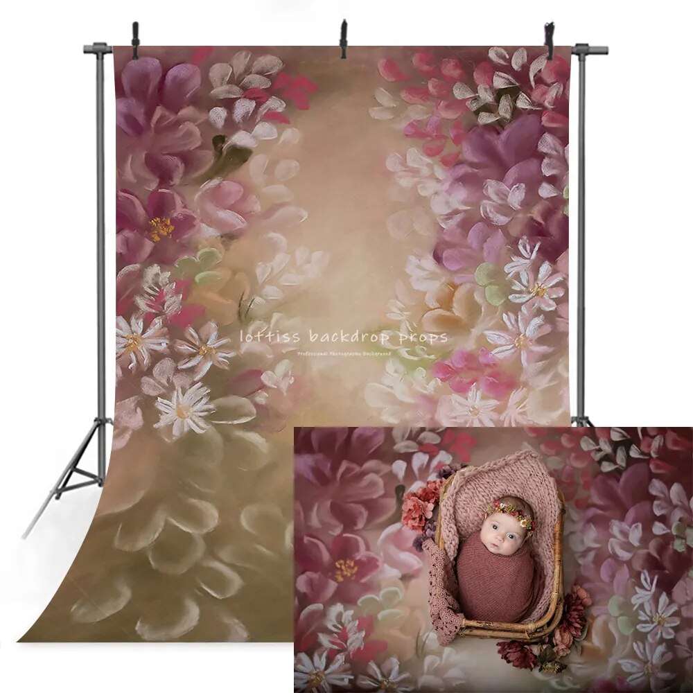 Abstract Texture Floral Photography Background Oil Style Spring Garden Painted Kids Pregnant Portrait Backdrop Photostudio