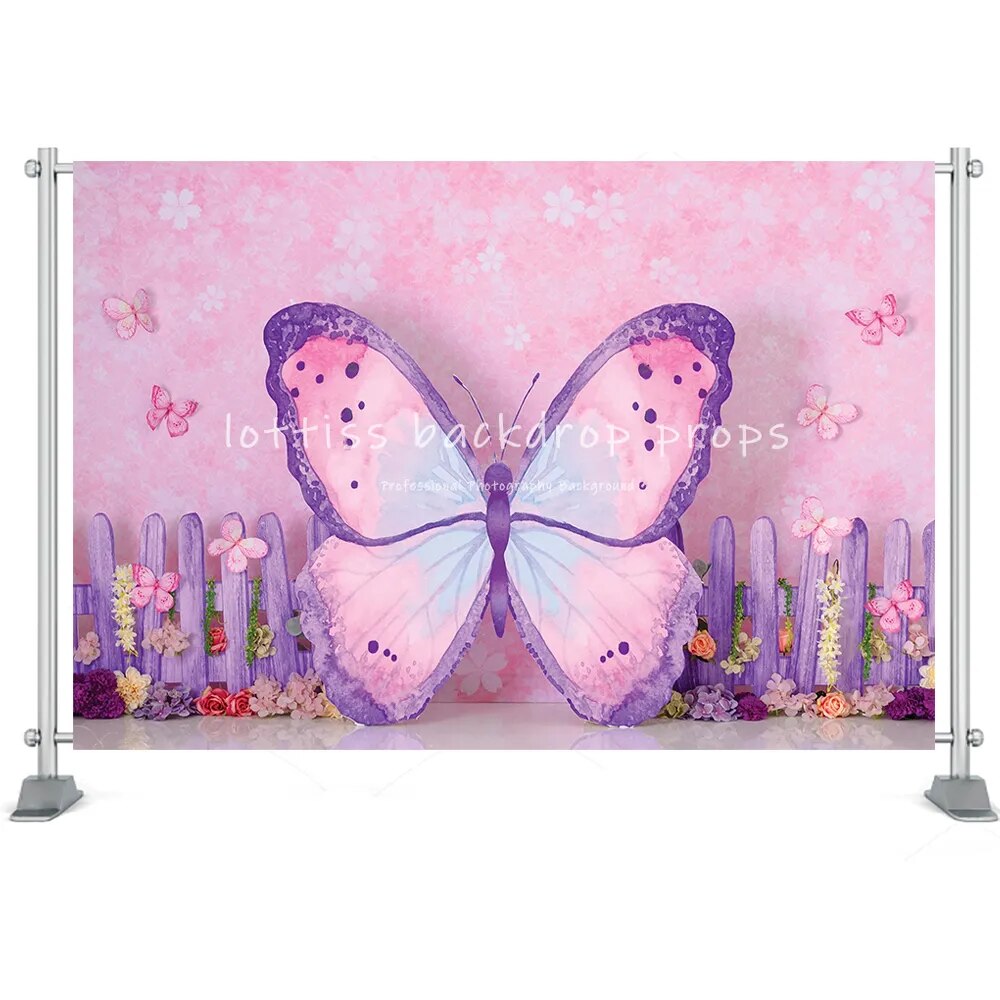 Flower Butterfly Photography Girl Birthday Party Flower Market Poster Baby Shower Princess Photo Background For Photo Studio