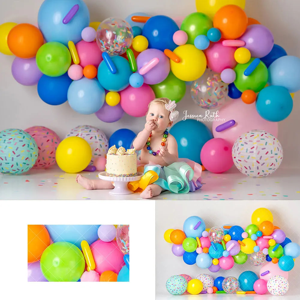 Sprinkles Cupcakes Backdrop Balloons Cake Smash Photocall Props Child Girls Adult Birthday Photography Studio Backgrounds