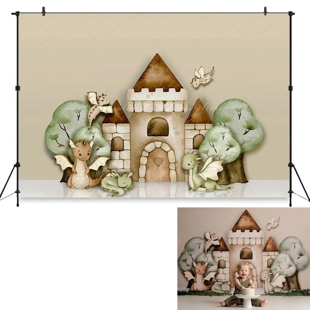 House of the Dragons Sand Backdrop Kids Baby Cake Smash Photography Props Child Boys Adult Birthday Studio Backgrounds