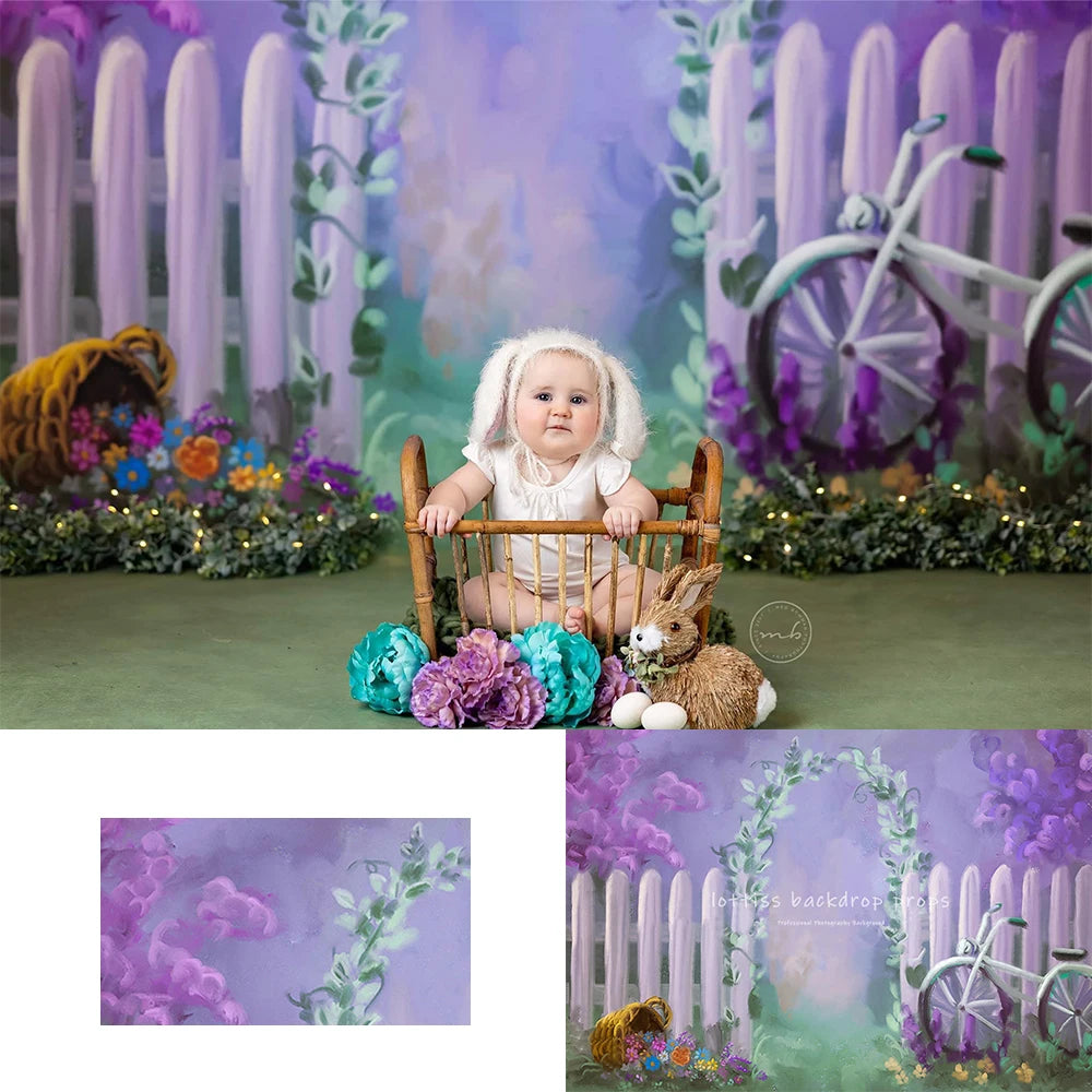 Garden Bicycle Path Backdrops Kdis Baby Birthday Photography Props Child Adult Photocall Spring Floral Entrance Backgrounds