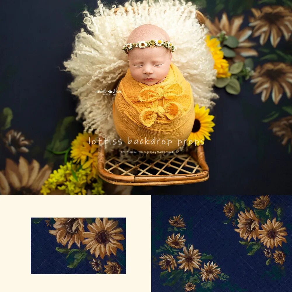 Solid Color Kids Photography Backdrop Art Floral Baby Child Newborn Cake Birthday Props Abstract Hand Painted Flower Background