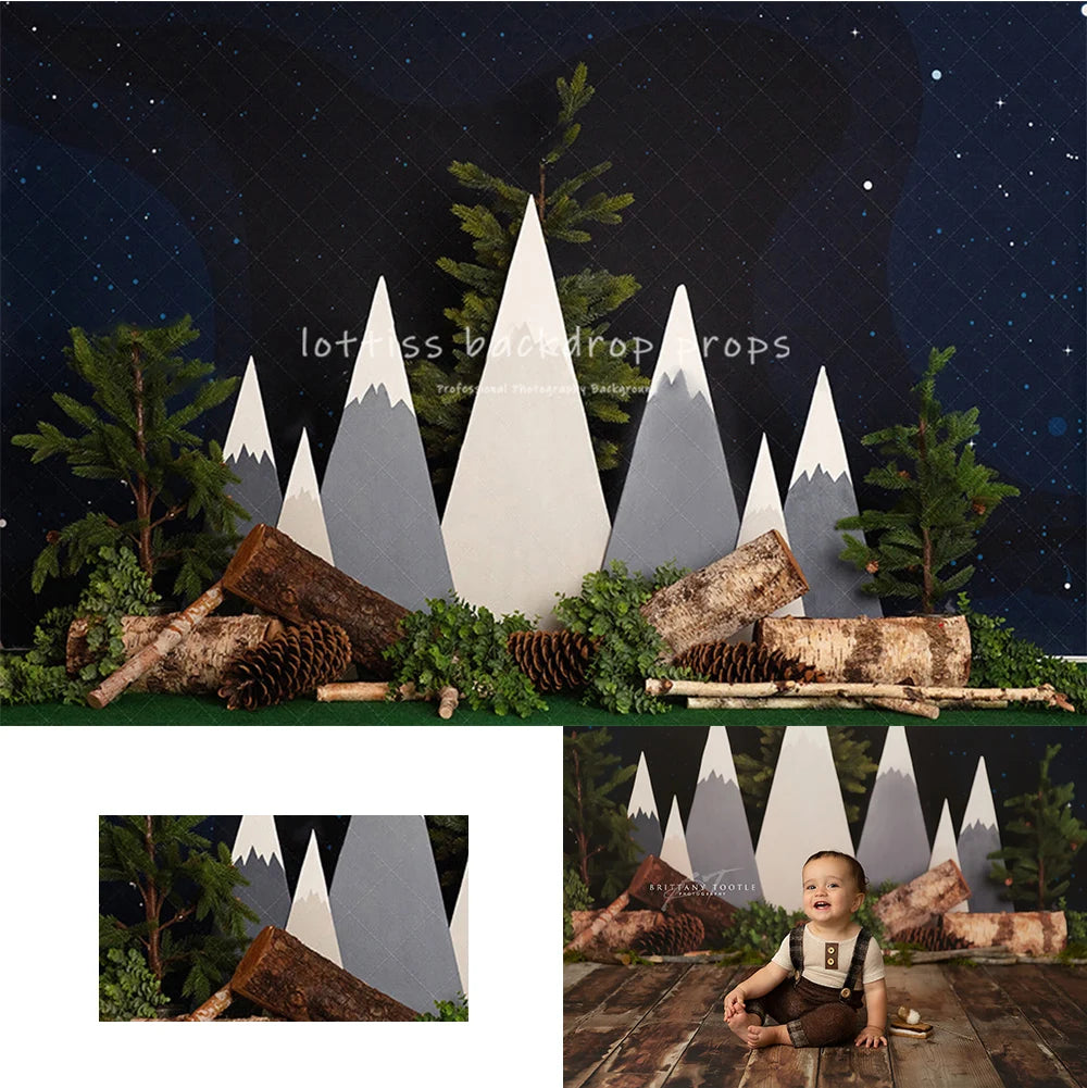 Forest Mountains Are Calling Backdrops Kids Baby Photography Child Adult Photocall Props Cake Smash Birthday Backgrounds