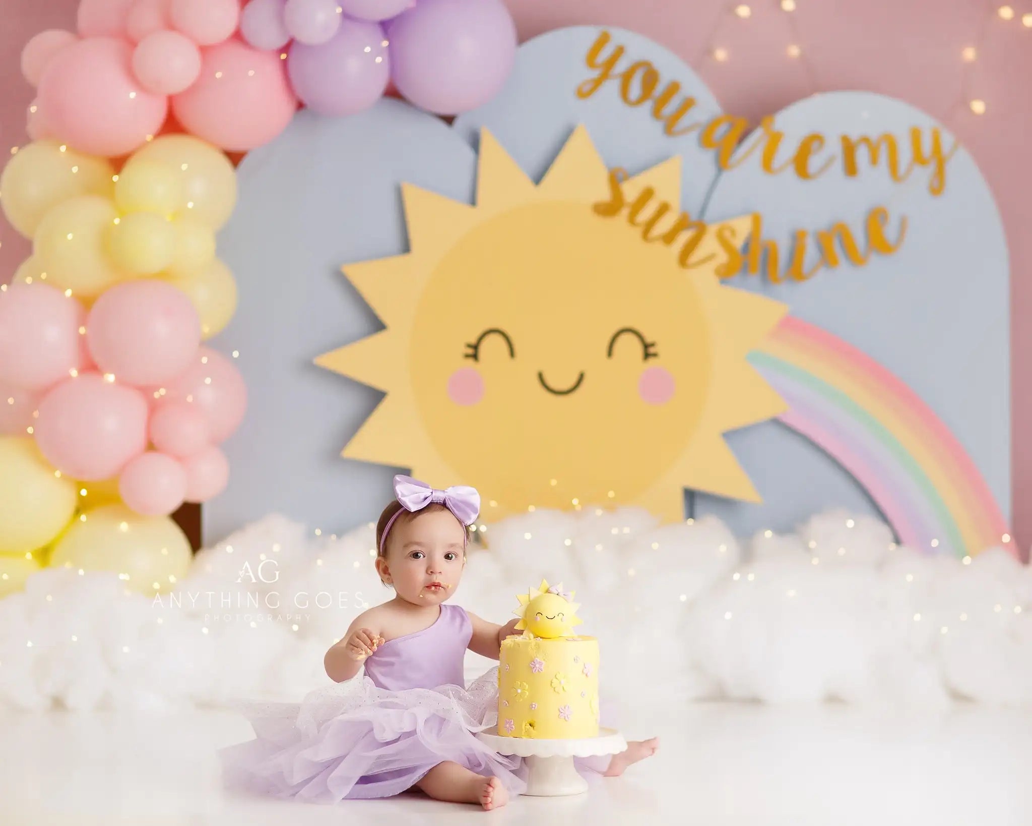 Sunshine Rainbow Backdrop Kids Baby 1st Birthday Photocall Decors Child Girls Adult Cake Smash Photography Backgrounds