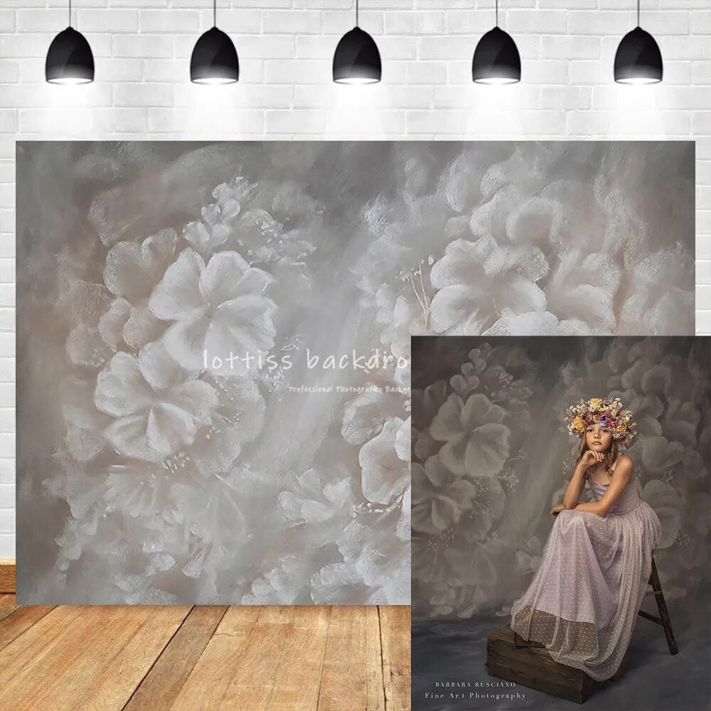 Vintage Oil Painting Flowers Backdrop Faded Flowers Blossom Abstract Texture Pregnant Portrait Baby Shower Wedding Backgrounds