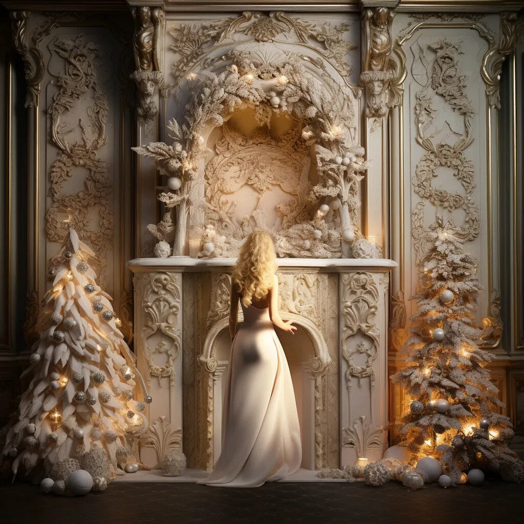 Christmas Luxury Fireplace Backdrops Kids Girl Photography Child Adult Festival Photocall Castle Living Room Background