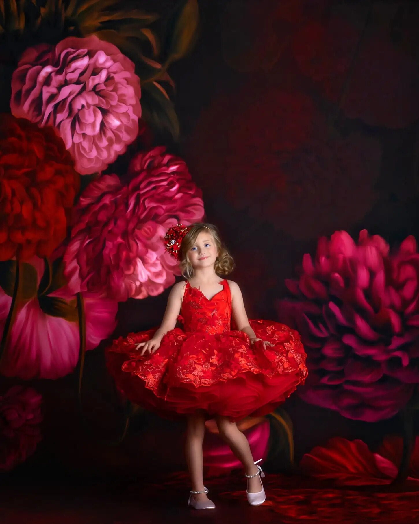 Zinfully Red Floral Backdrops Kids Girl Photography Props Child Photocall Spring Garden Pink Rose Flower Background