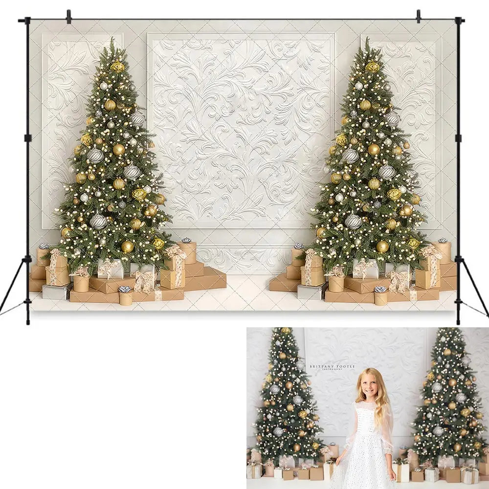 Elegant Holiday Sparkle Photo Backdrop Christmas Trees Studio Decor Baby Kids Portrait Family Party Photocall Photograhy Props