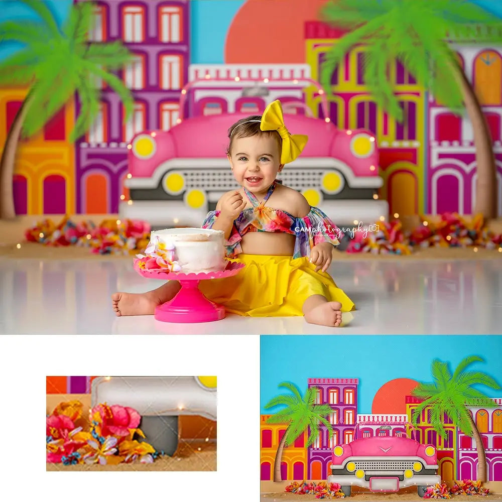 Sunset Boulevard Photography Backdrop Kids Baby Cake Smash Photocall Decors Summer Plam Trees Child Adult Birthday Backgrounds