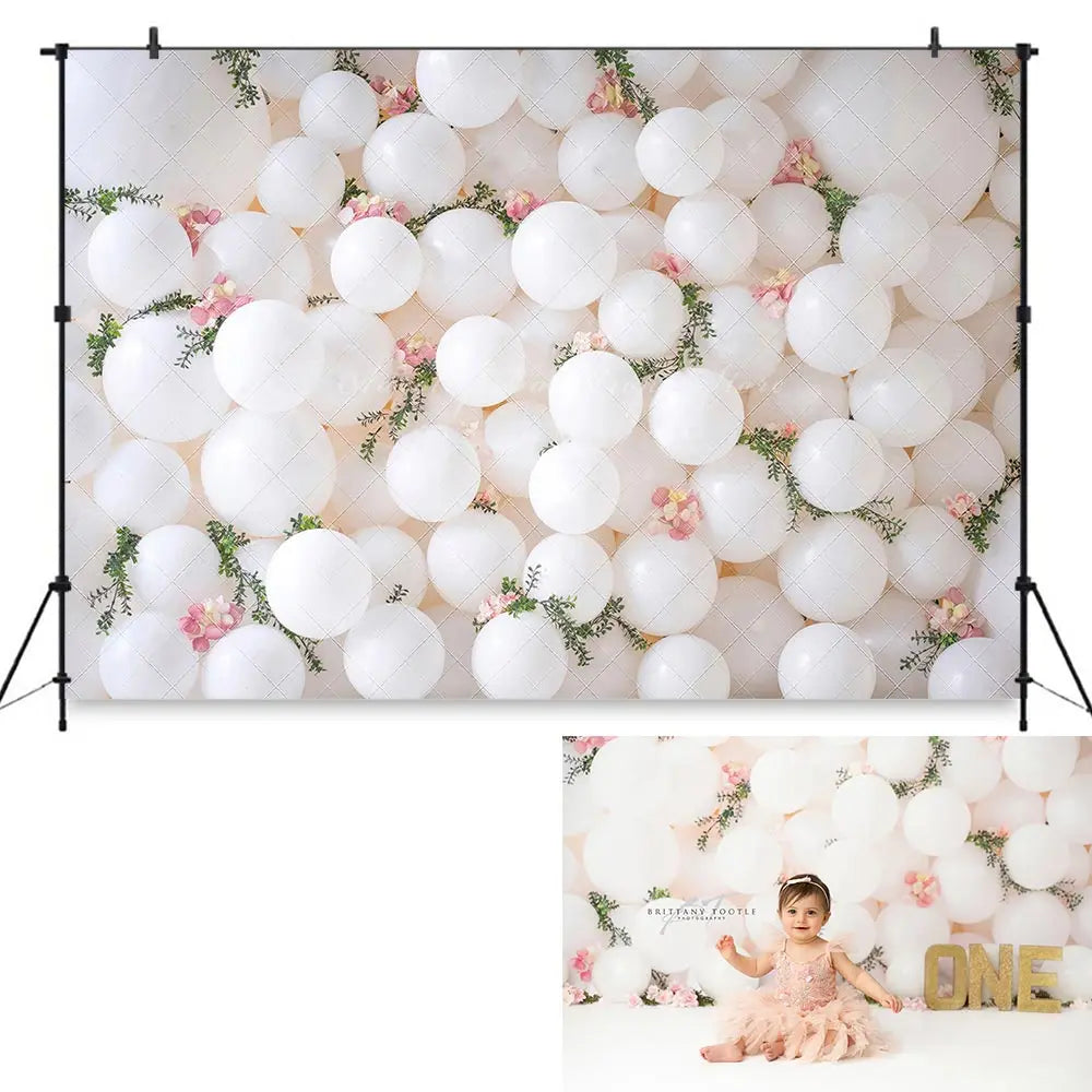 White Balloon Wall Backdrop Kids Baby Cake Smash Photography Props Child Adult Birthday Studio Backgrounds