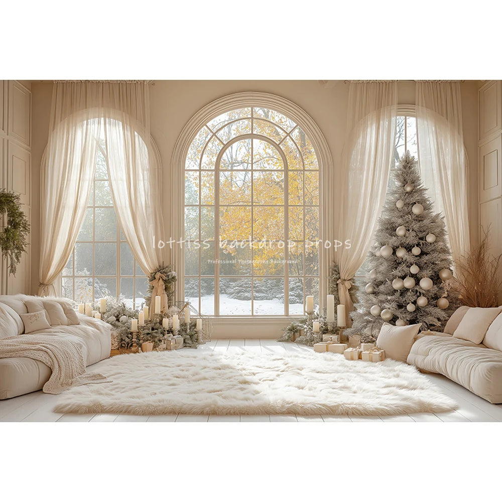 Christmas Living Room Backdrops Kids Family Photography Child Adult Photocall Retro Luxury Room Xmas Trees Backgrounds