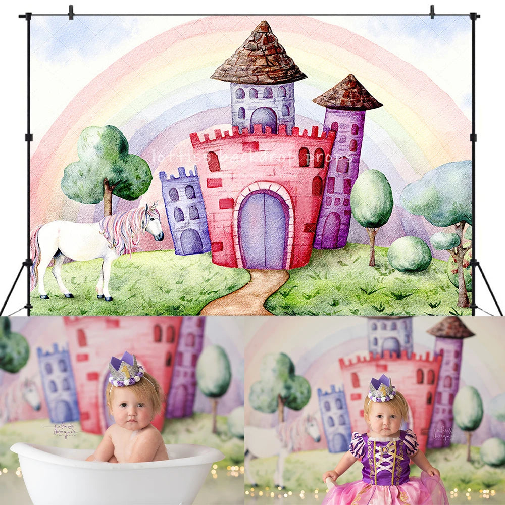 Fairy Dream Castle Backdrops Spring Kids Baby Photography Props Child Adult Photocall Decors Spring Landscape Backgrounds