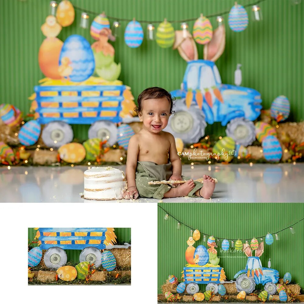 Easter Hay Ride Backdrops Kids Baby Photocall Decors Adult Child Photography Props Spring Background