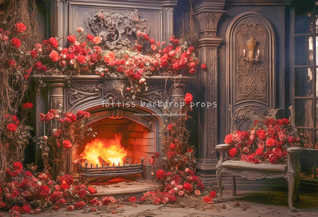 Rose Castle Valentine's Day Backdrops Kids Girl Photography Child Adult Photocall Decors Floral Wooden Door Backgrounds