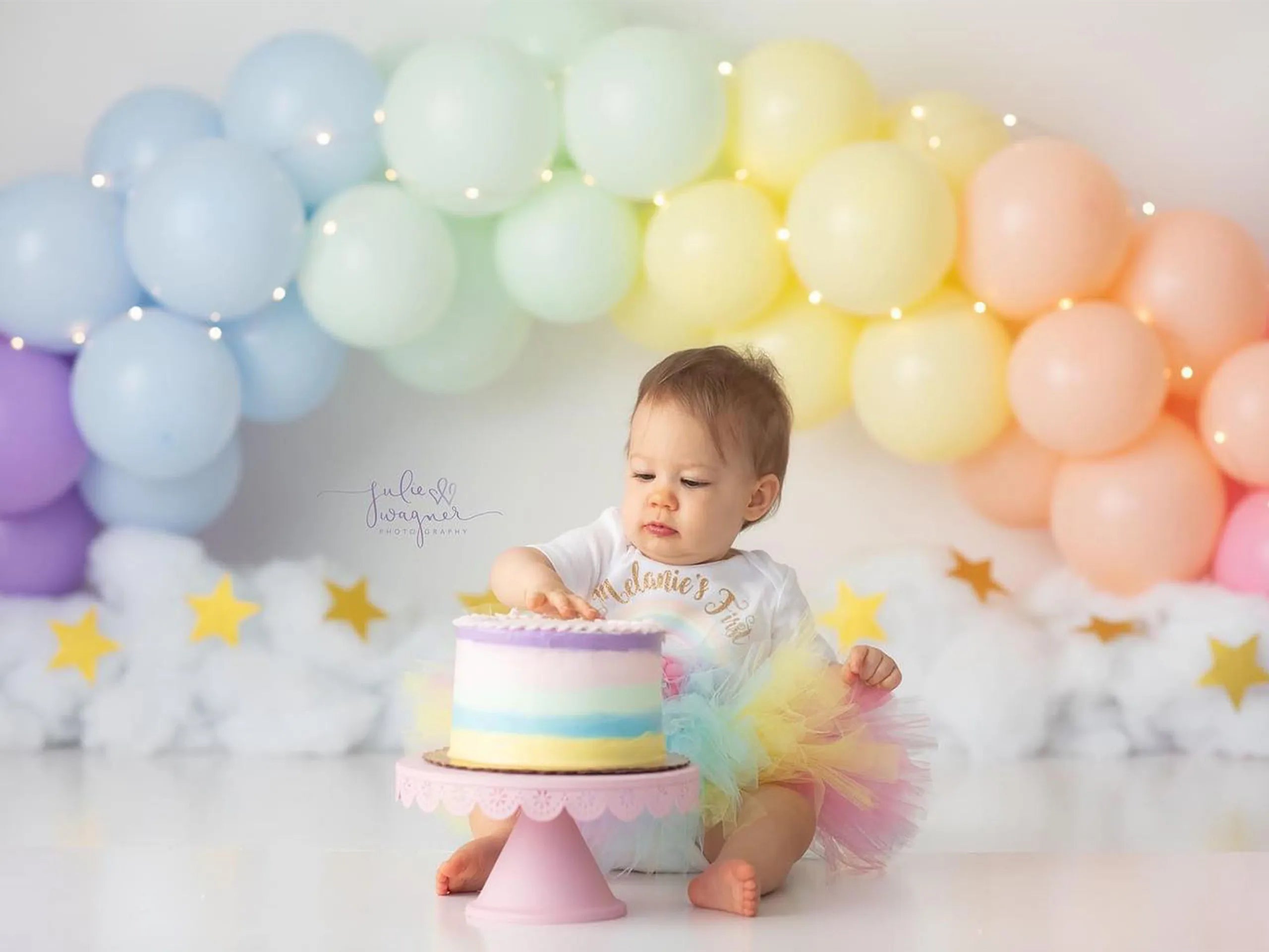 Rainbow Balloon Arch Photography Backdrop Kids Baby Cake Smash Photocall Decors Child Adult Birthday Photo Studio Backgrounds