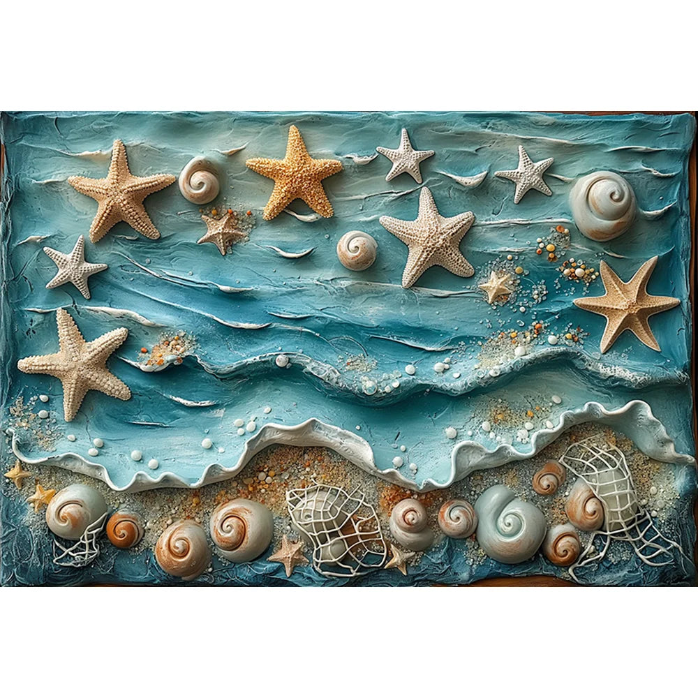 Undersea Photograaphy Backdrop Kids Baby Cake Smash Photocall Decors Sailboat and Shell Child Adult Photo Studio Backgrounds