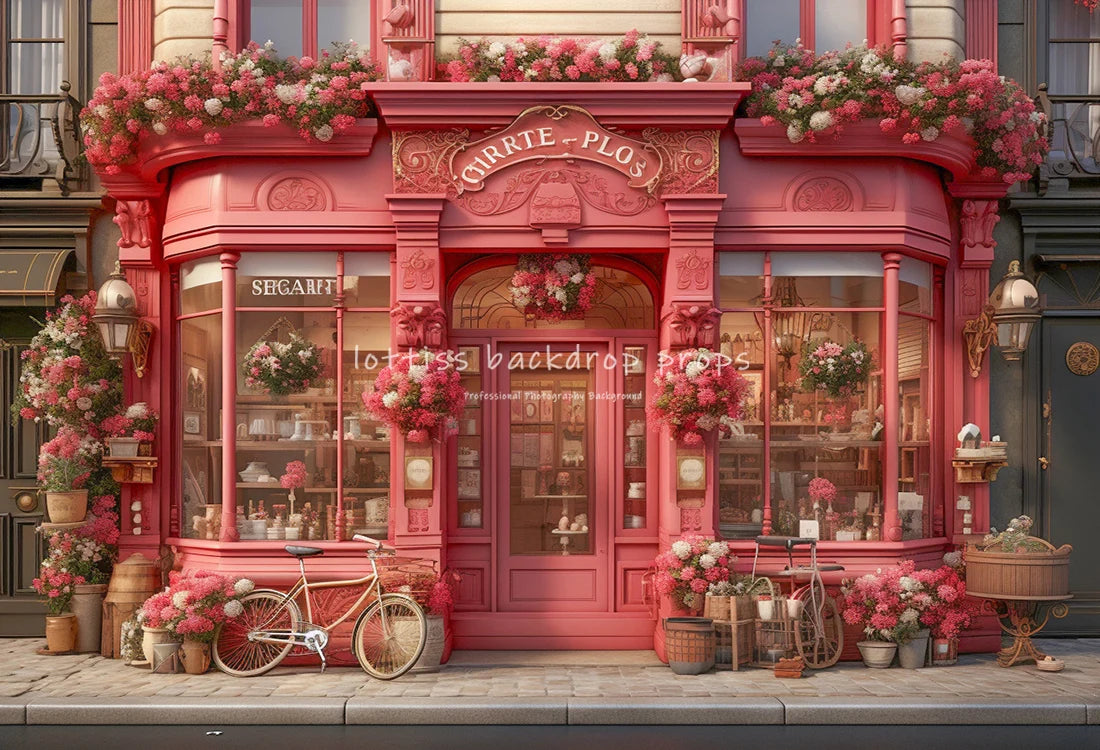 Valentine's Day Shop Front Backdrops Kids Baby Photography Props Child Adult Photocall Rose Floral Kitchen Photocall Backgrounds