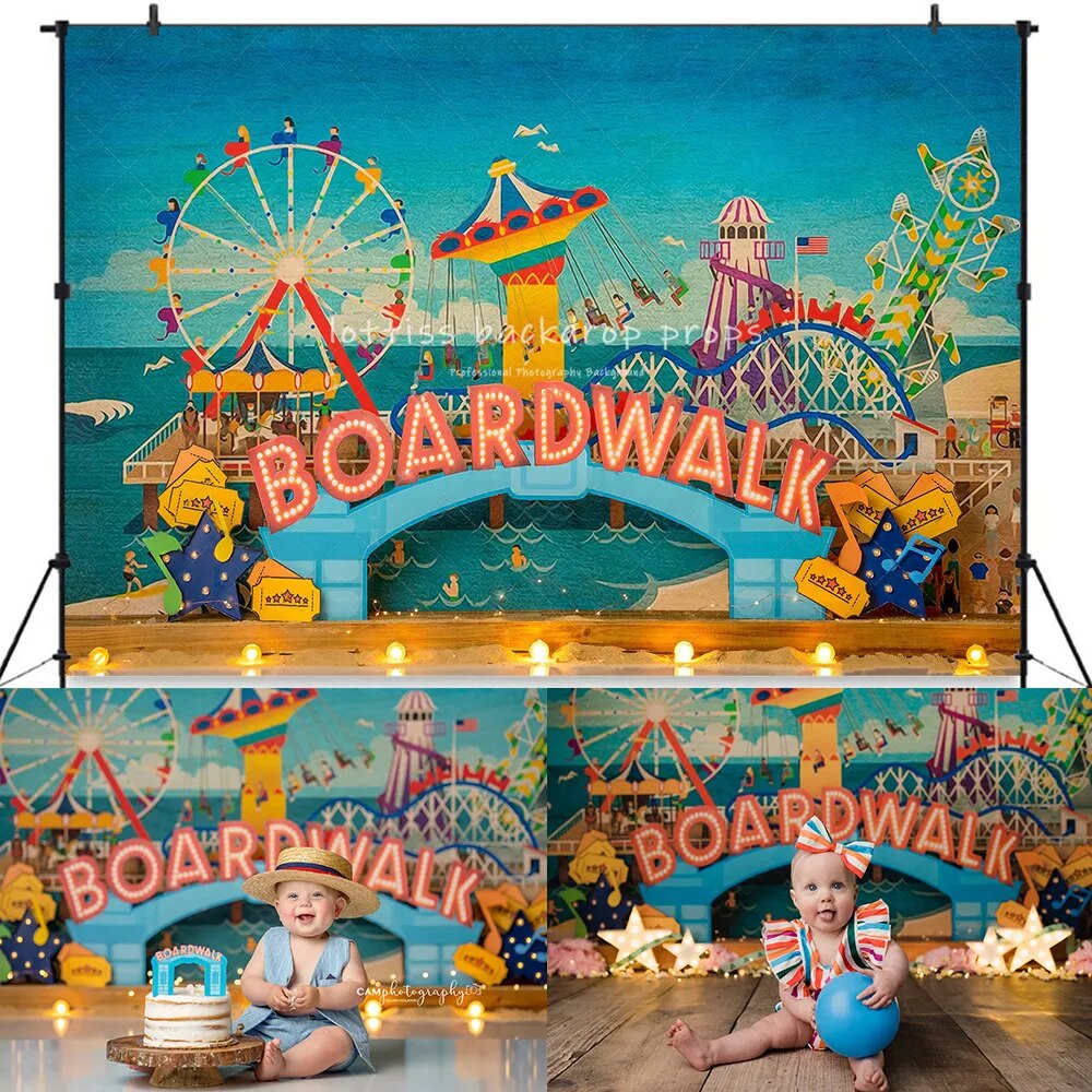 Evening Carnival Enchantment Backdrops Kids Photography Child Baby Birthday Photostudio Props Ferris Wheel Circus Background