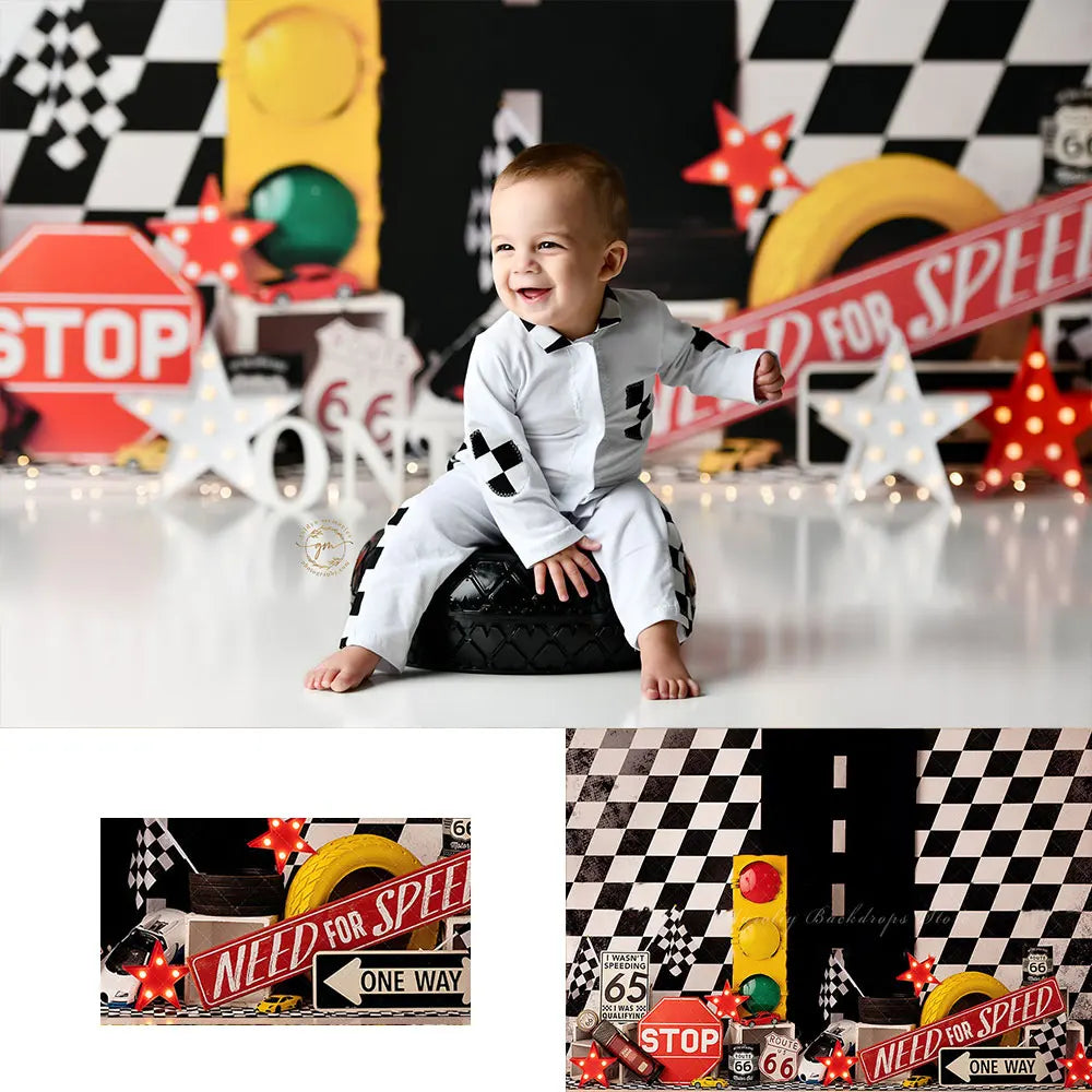 Car Racing Photography Backdrop Need for Speed Kids Cake Smash Photocall Background Child 1st Birthday Party Decor Props