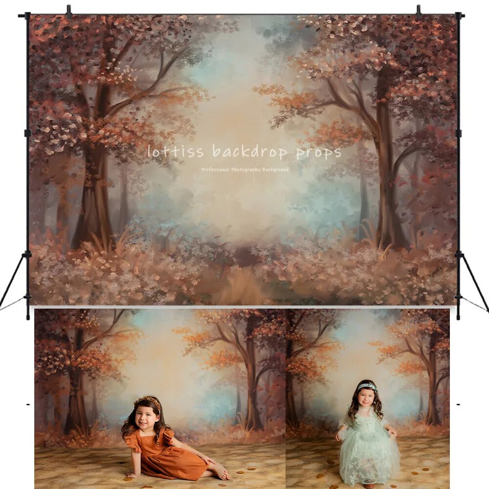 Autumn Forest Backdrops Kids Photography Props Adult Child Baby Cake Smash Fall Trees Background