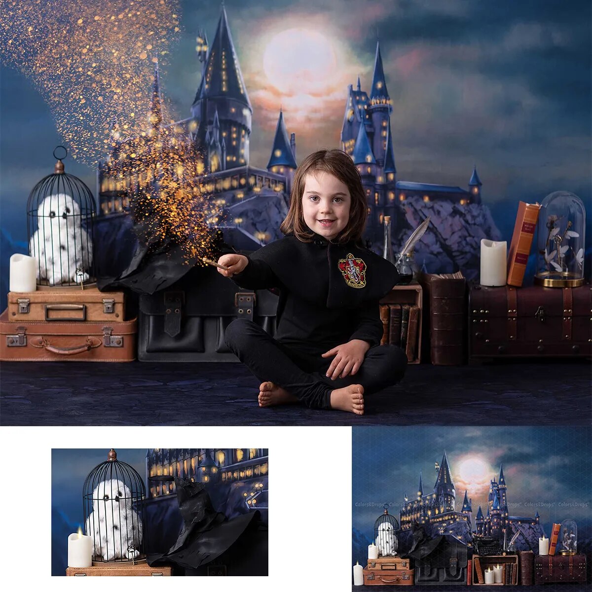 Wizard School Theme Photography Backdrop Magic Academy Castle Vallege Principal Office Kids Cake Smash Birthday Photo Background