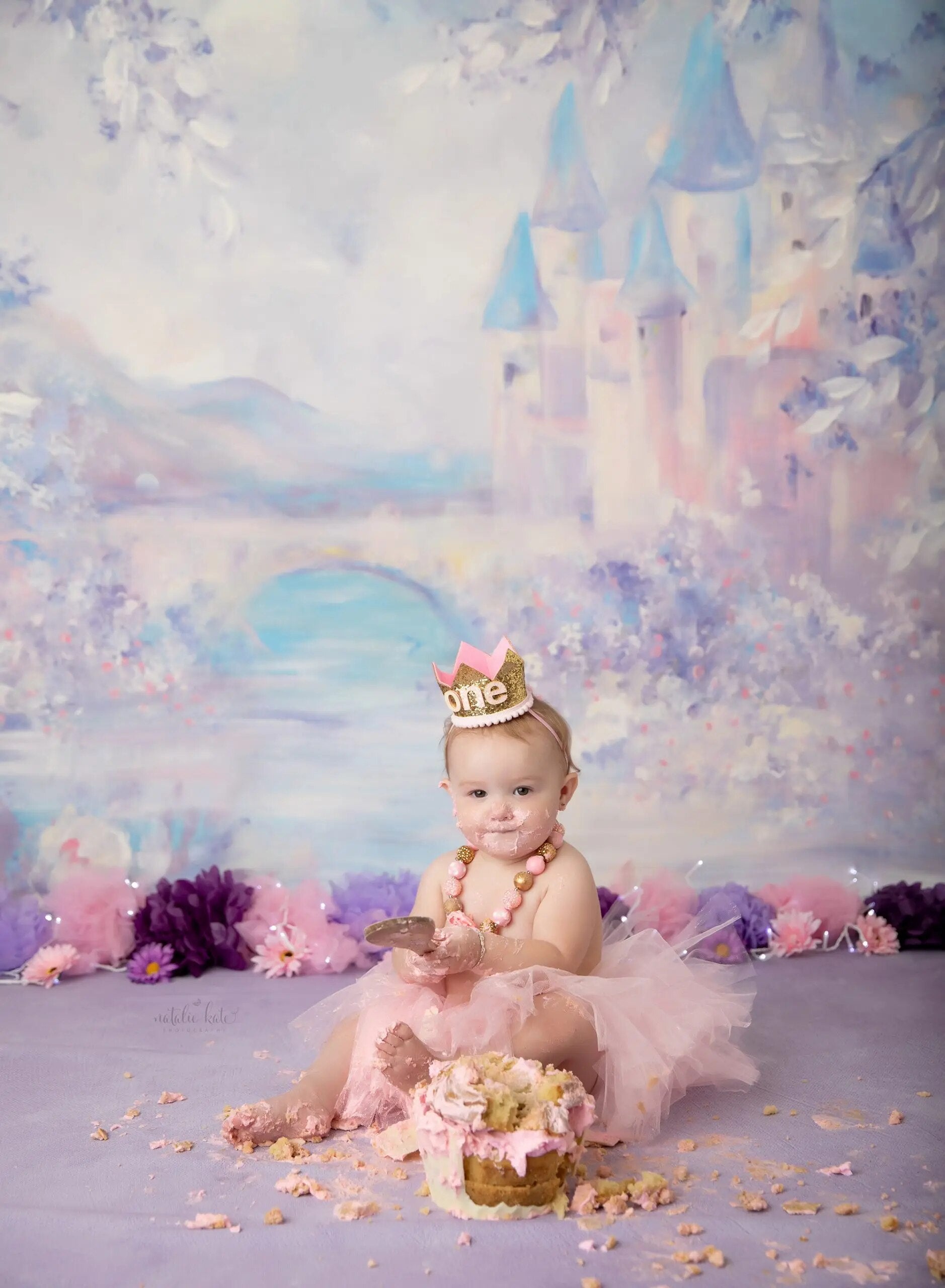 Spring Floral Castle Backdrops Kids Baby Photography Props Child Adult Photocall Decors Cake Smash Flower Background