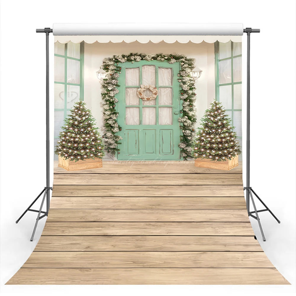 Christmas Wooden Floor Interior Decoration Fireplace and Gifts Baby Kids Portrait Family Party Photocall Photograhy Background