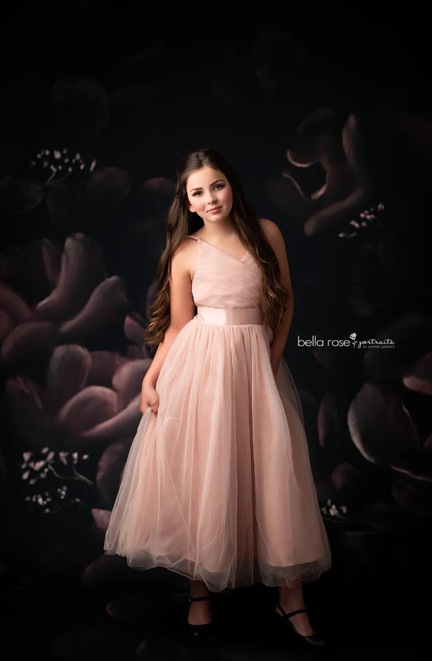 Dark Floral Backdrops Pregnant Woman Portrait Photography Abstrac Hand Painting Rose Flower Background Adult Baby Photostudio