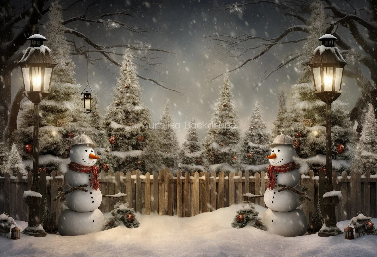 Winter Snowy Forest Backdrops Kids Baby Photography Props Child Adult Photocall Decors Snowman Snowflake Windows Background