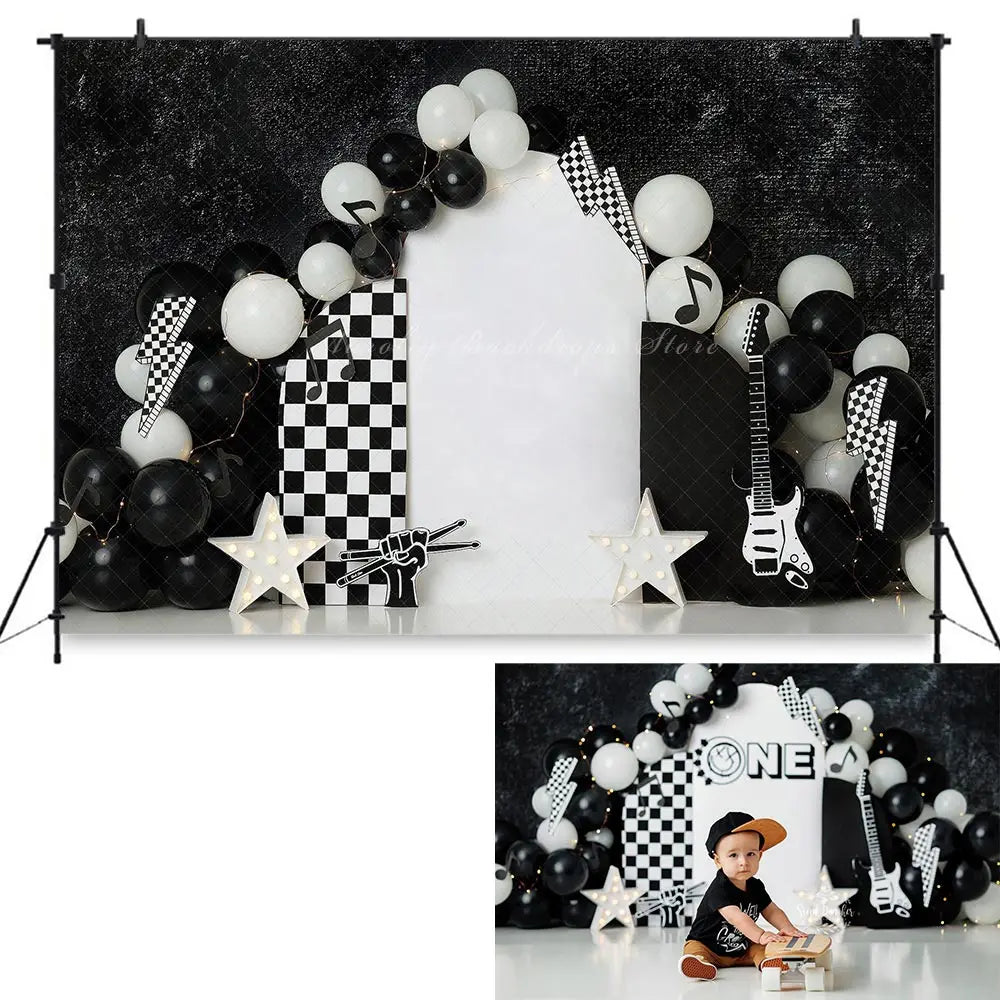 The Rock Show Photography Backdrop Kids Boys Birthday Photocall Decors Child Kids Adult Balloons Studio Backgrounds