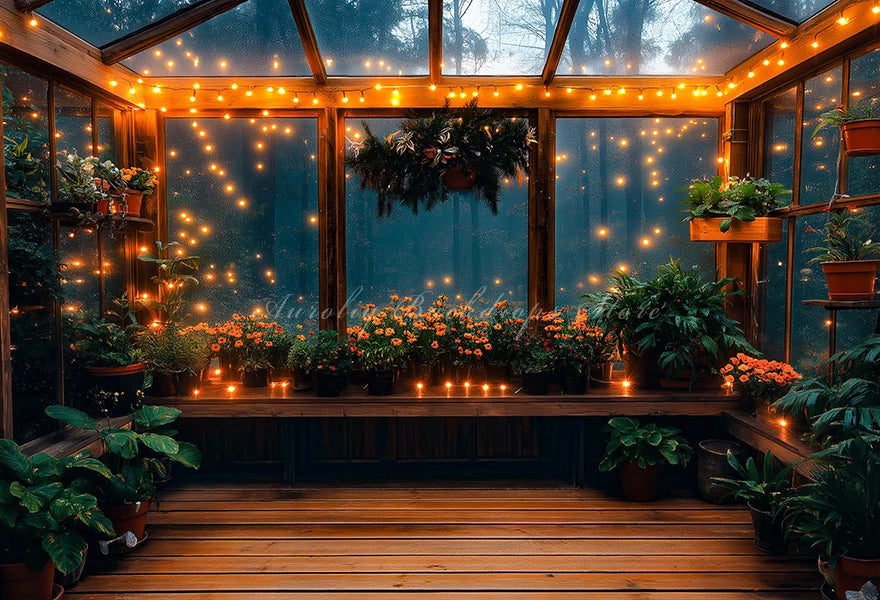 Cozy Greenhouse Interior With Large Window Backdrop Christmas Forest Baby Kids Portrait Family Party Photocall Photograhy Decors