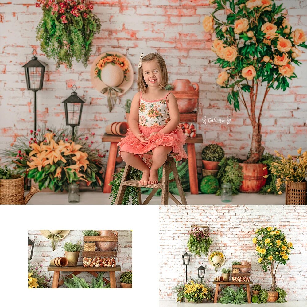 Floral Spring Porch Backdrops Adult Kids Photography Props Child Baby Photocall Decors Windows Flower Wall Store Background