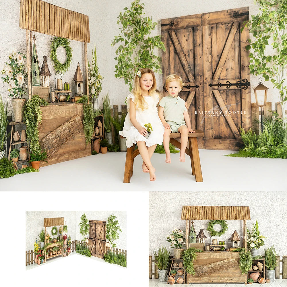 Spring Floral Windows Doors Backdrops Kids Girl Photography Pregnant Woman Baby Photocall Garden Plants Decors Background