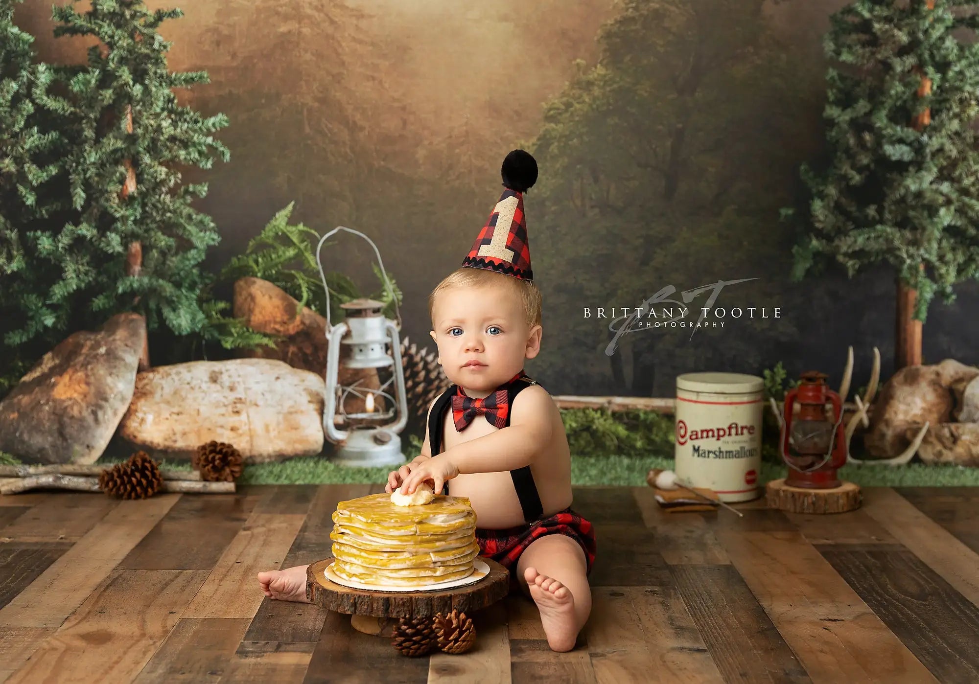 Cozy Campground Backdrop Kids Cake Smash Props Birthday Photocall Props Child Baby Photography Wild Forest Background