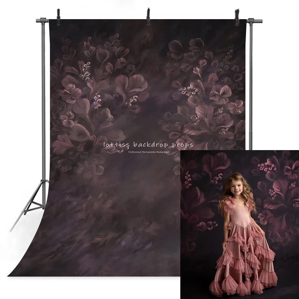 Oil Painting Floral Backdrop Photography Pregnant Woman Art Girl Women's Background Dark Brown Flower Photo Studio Props