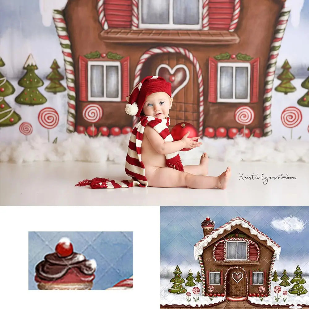 Christmas Sweet Cabin Backdrop Winter Snowy Kids Baby Cake Smash Photography Props Child Girls Adult Birthday Backgrounds