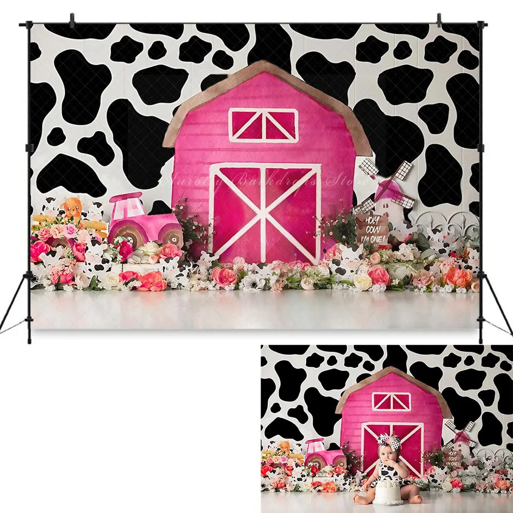 Piggy Farm Photography Backdrop Kids Baby Cake Smash Photocall Decors Pink Barn Child Girls Adult Birthday Studio Backgrounds