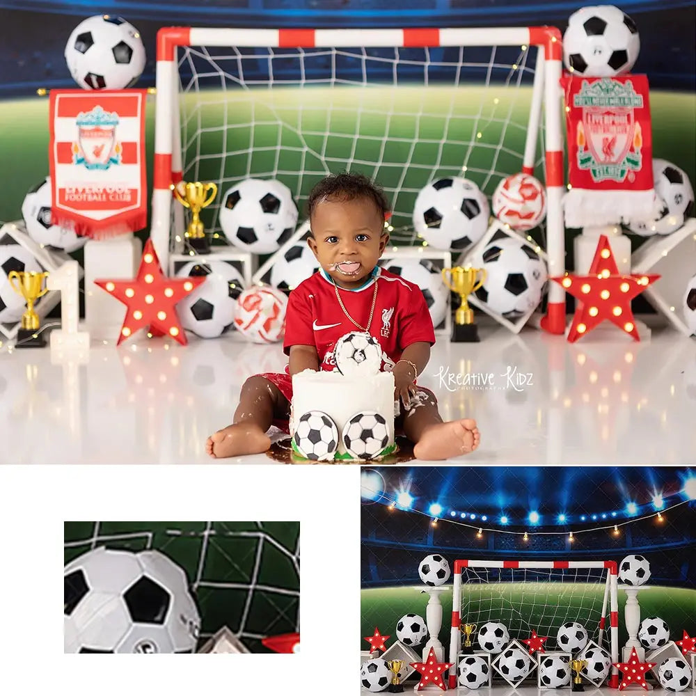 Sports Backdrop Football Field Kids Baby Cake Smash Photography Props Child Adult Birthday Photo Shoot Backgrounds