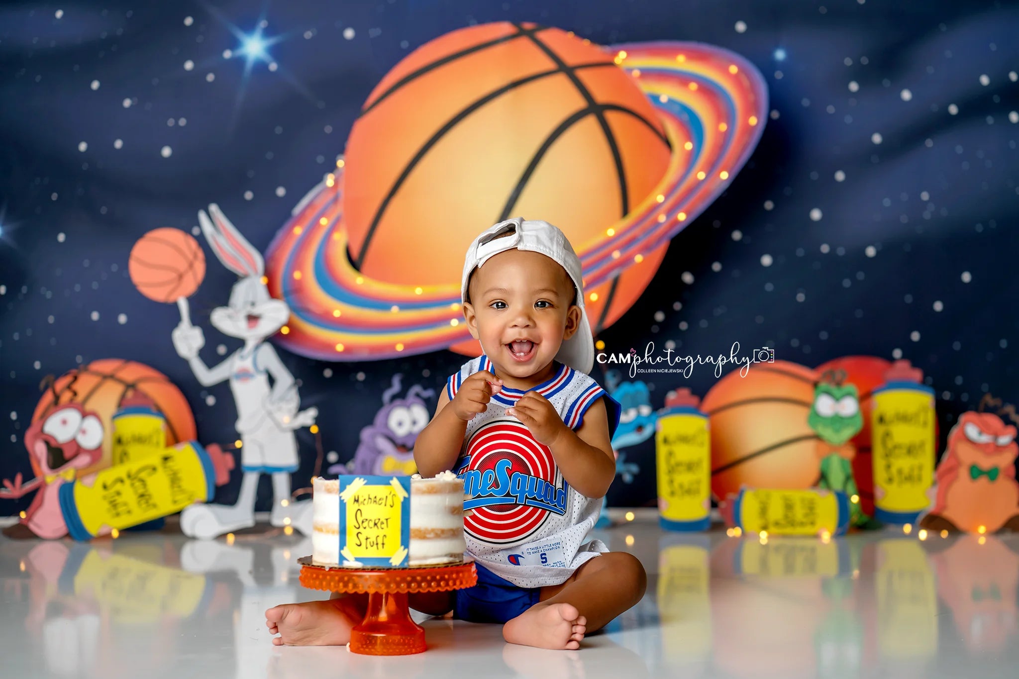 Basketball Space Backdrop Kids Baby Cake Smash Photography Props Child Baby Boys 1st Birthday Cake Smash Photography Decor