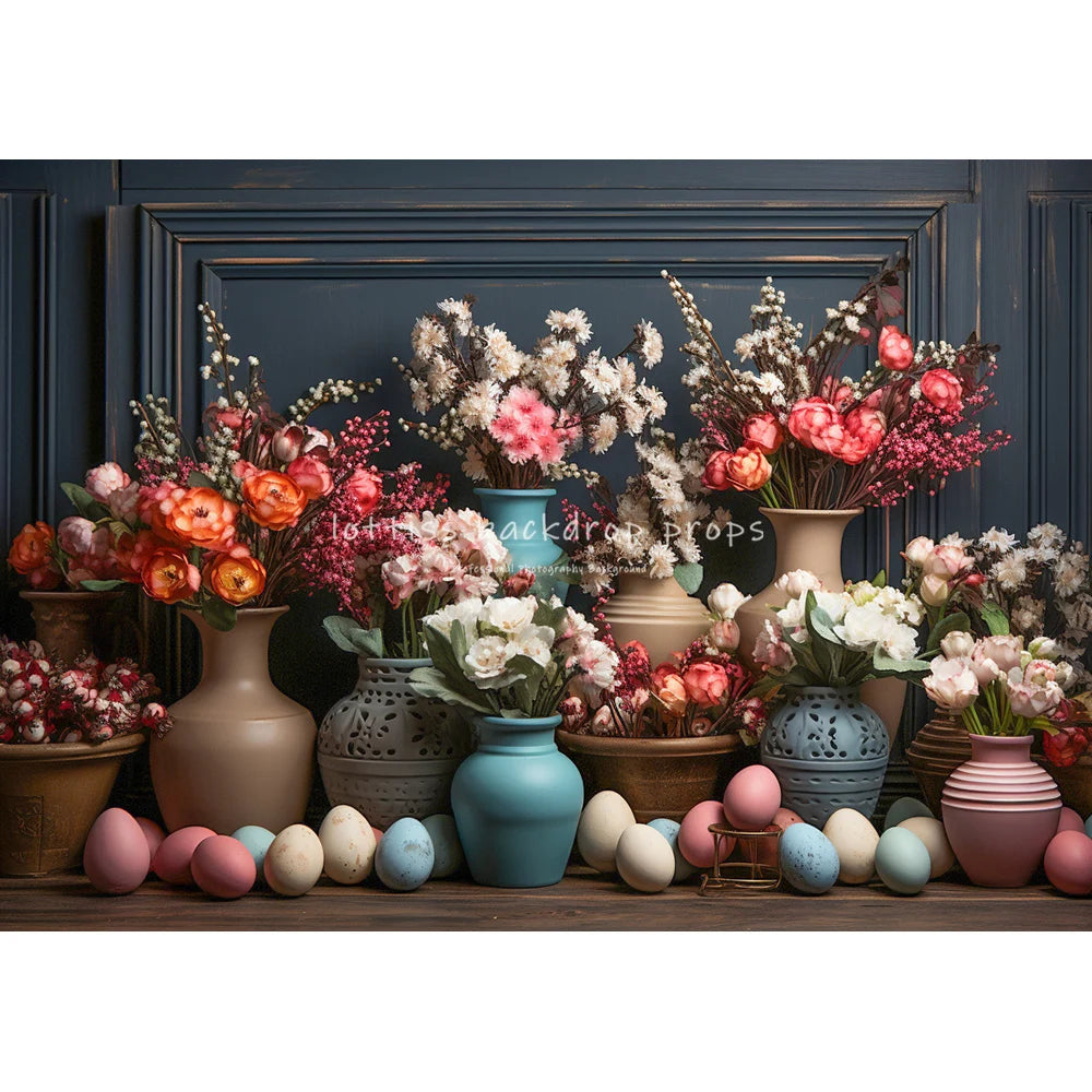 Easter Bunny Room Backdrops Kids Baby Photography Child Adult Photocall Decors Floral Vases Eggs Retro House Backgrounds