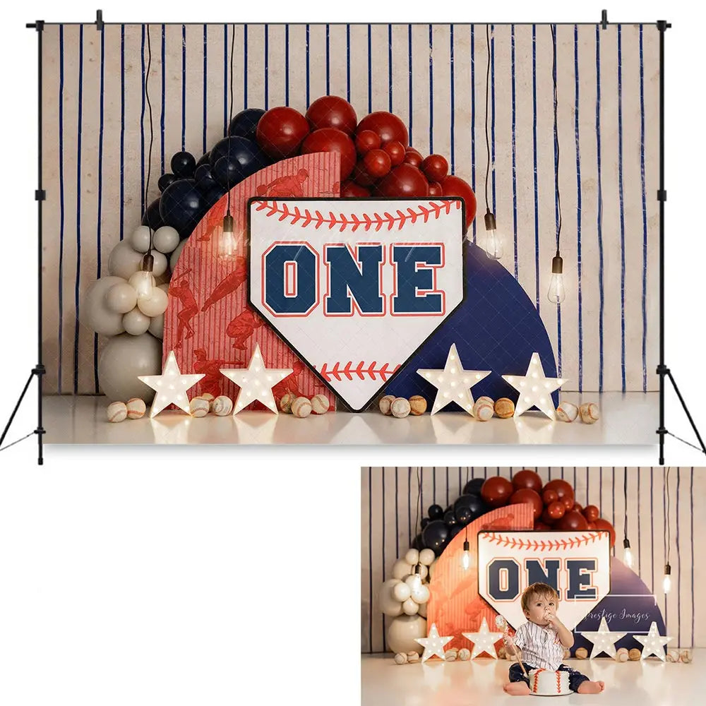 One Little Slugger Photo Backdrop Baseball Sports Kids Baby Cake Smash Photography Props Child Adult Studio Backgrounds