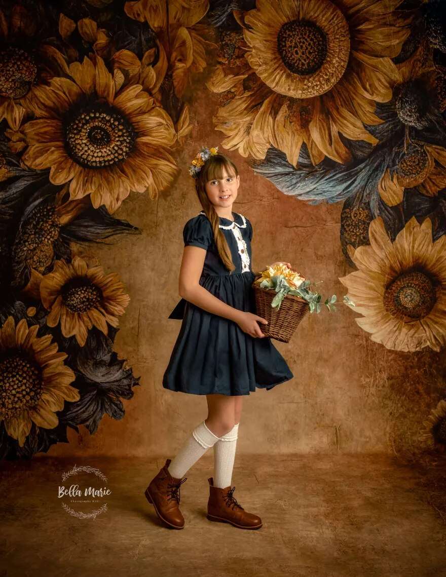 Abstract Floral Backdrops Baby Pregnant Woman Portrait Photography Art Hand Painting Sunflower Background Kids Adult Photostudio