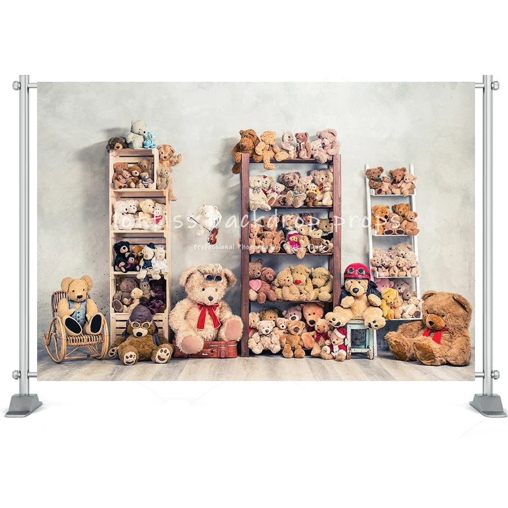 Toy Bear Photography Background Baby Shower Balloons Party Newborn Cake Smash Poster Kids Portrait Backdrop Family Photocall