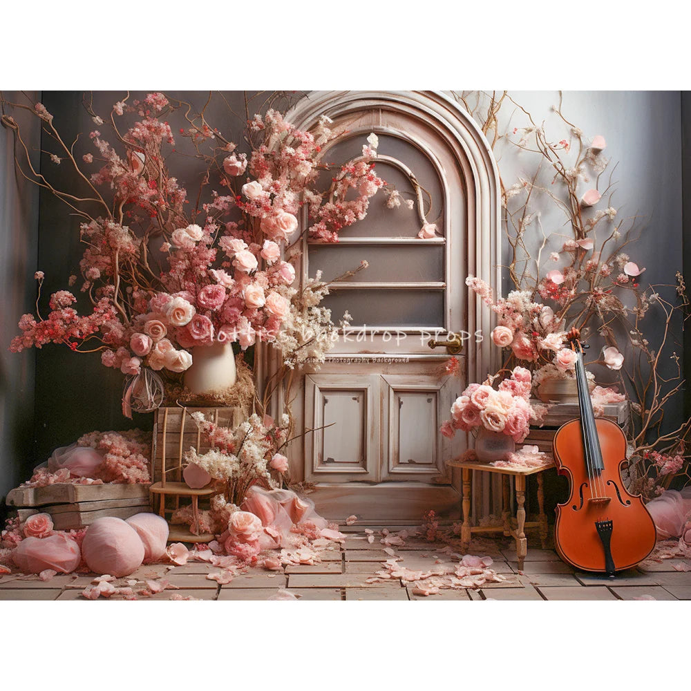 Garden House Floral Door Backdrops Kids Child Spring Photography Girl Baby Photocall Decors Rose Pink Flower Windows Backgrounds