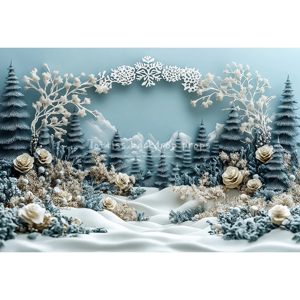 Winter Pine Forest Backdrops Kids Adult Photography Child Baby Photocall Snowflake Country Mountain Range Backgrounds