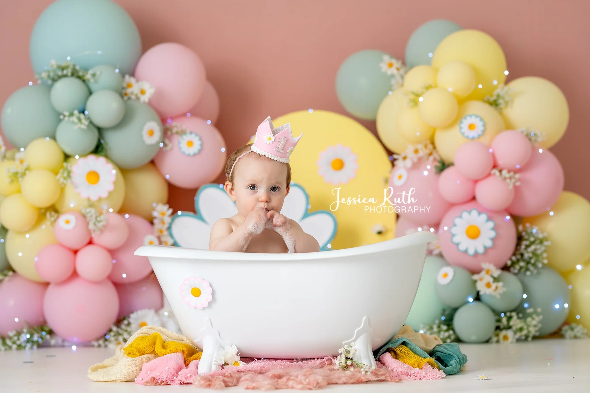 Daisy Balloons Photography Backdrop Kids Baby Cake Smash Photocall Decors Girls Adult Birthday Studio Backgrounds